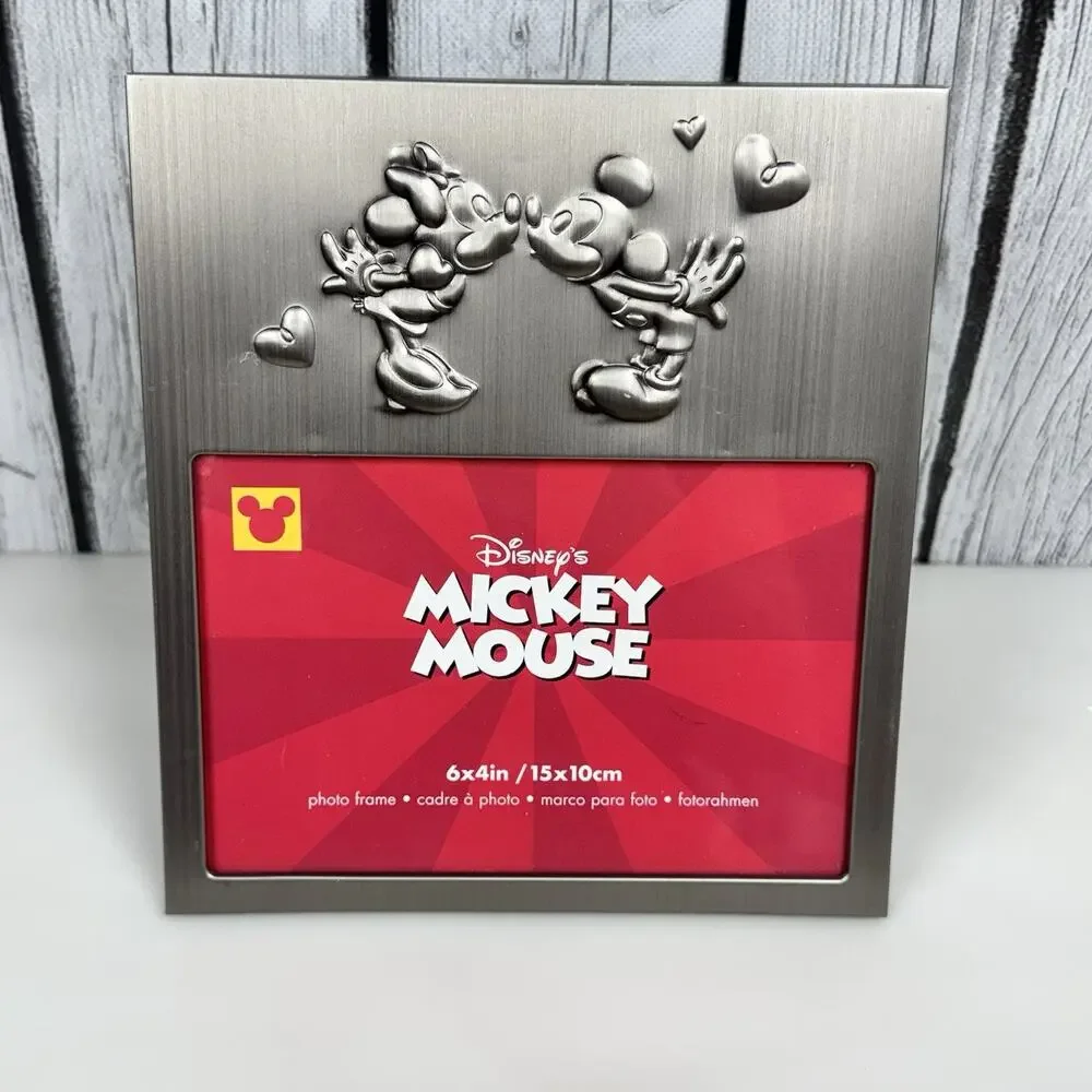 Disney Mickey & Minnie Mouse Photo Picture Frame 6x4 Metal Romantic Hearts